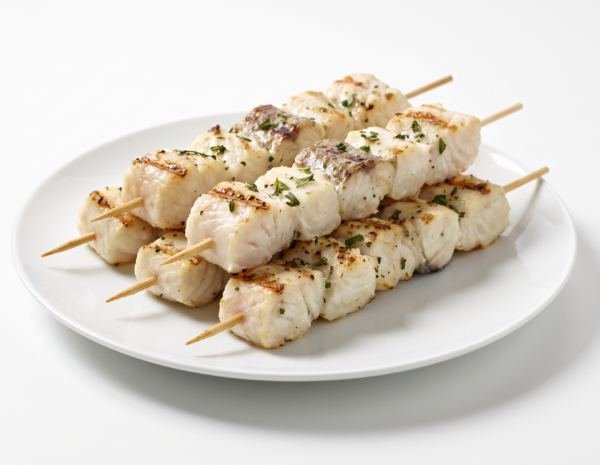 Brochettes de poissons blancs