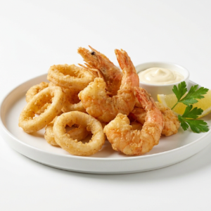 Friture calamars et crevettes