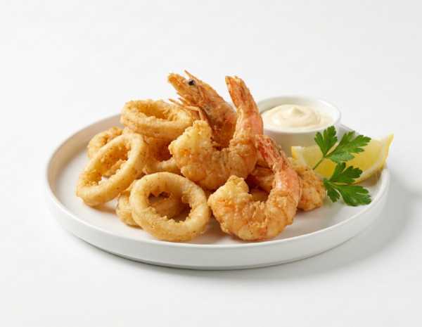 Friture calamars et crevettes