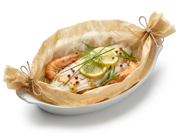 Papillote de filet de sole aux gambas