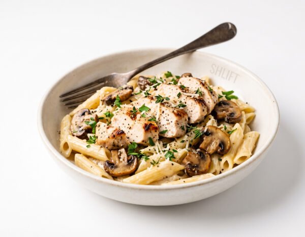Pâtes poulet champignons