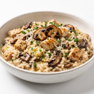 Risotto poulet champignons