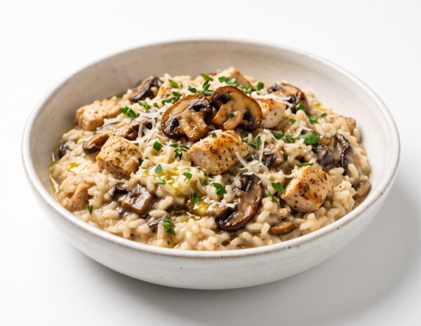 Risotto poulet champignons
